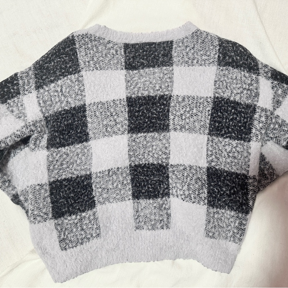Express Black, Gray, and White Checkered Sweater - Picture 2 of 4